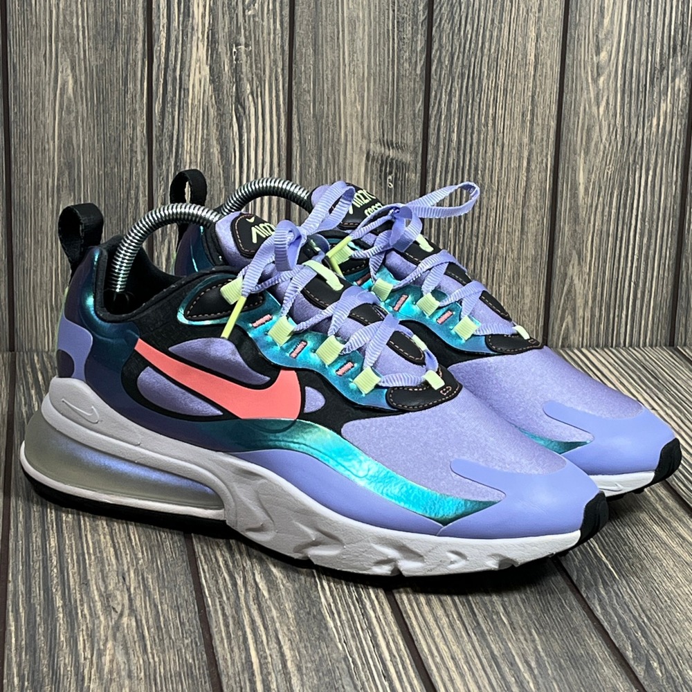 Nike Air Max 270 React Women Size 9 Purple Iridescent CU4818-001 Sneaker Running